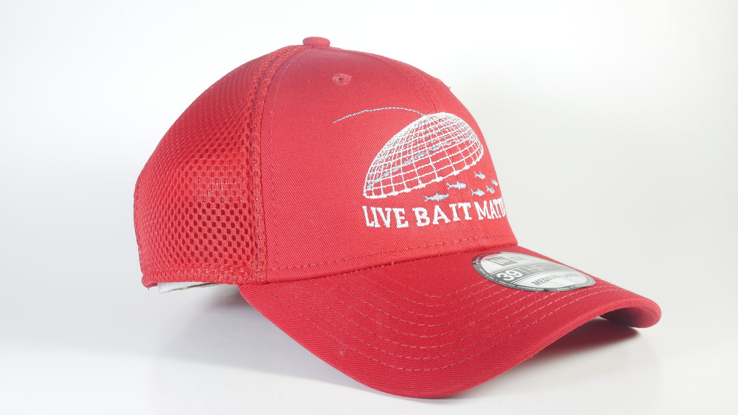 (1 Color Options) LIVE BAIT MATTERS - MEDIUM/LARGE New Era® Stretch Mesh Cap (NE1020) - (FREE DELIVERY)