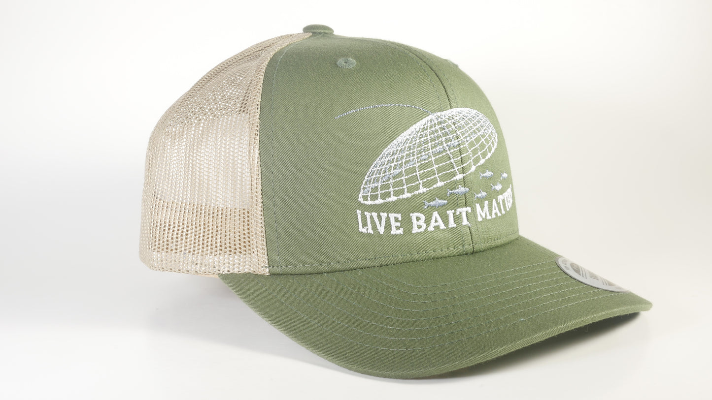 (3 Color Options) LIVE BAIT MATTERS Sport-Tek ® Yupoong ® Retro Trucker Cap (STC39) - 7 Snap Back (FREE DELIVERY)