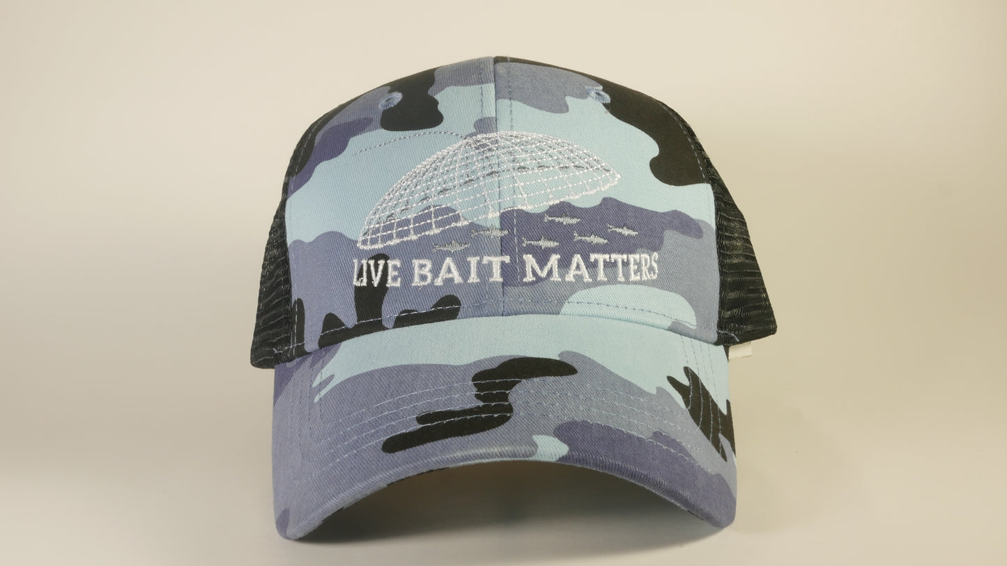 (1 Color Options) LIVE BAIT MATTERS - KC Caps KC7040 Fashion Camo Mesh Trucker Cap (FREE DELIVERY)